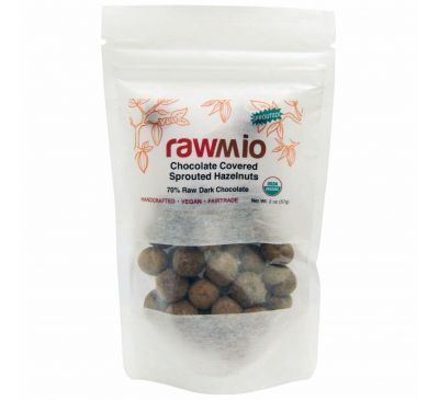 Rawmio, Пророщенный фундук в шоколаде, 2 унции (57 г)