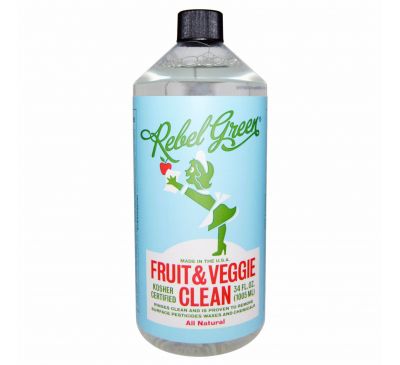 Rebel Green, Натуральное средство для очищения фруктов и овощей, 34 жидких унций (1005 мл)