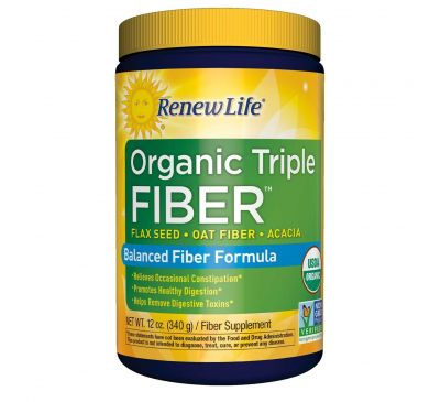 Renew Life, Organic Triple Fiber, сбалансированная формула с клетчаткой, 340 г