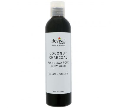 Reviva Labs, Coconut Charcoal White Lava Rock Body Wash, 8 fl oz (236 ml)