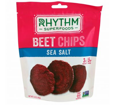 Rhythm Superfoods, Свекольные чипсы, Морская соль, 1,4 унции (40 г)
