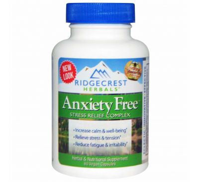 RidgeCrest Herbals, Комплекс для избавления от тревоги и стресса, 60 веганских капсул