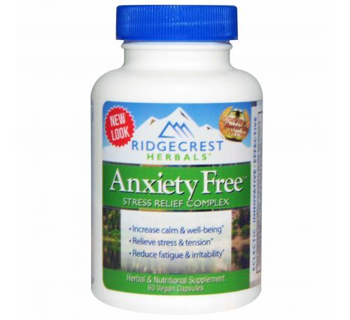 RidgeCrest Herbals, Комплекс для избавления от тревоги и стресса, 60 веганских капсул