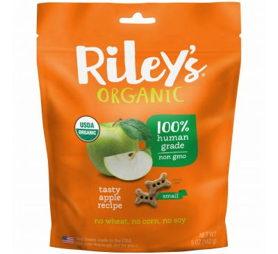 Riley’s Organics, Угощение для собак, Маленькая кость, Яблоко, 5 унций (142 г)