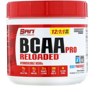 SAN Nutrition, BCAA-Pro Reloaded, Ягоды и гранат, 16,2 унц. (458,6 г)