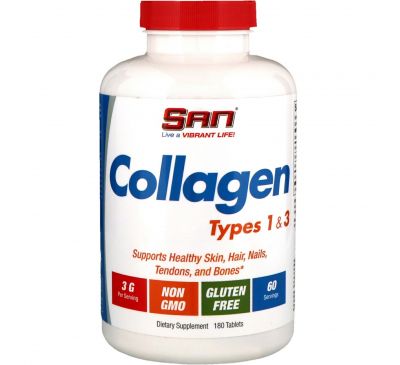 SAN Nutrition, Коллаген 1 и 3 типов, 180 таблеток