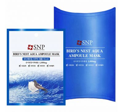 SNP, Bird's Nest Aqua Ampoule Mask, 1000 mg, 10 Packets