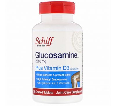 Schiff, Глюкозамин с витамином D3, 2000 мг, 150 таблеток в оболочке