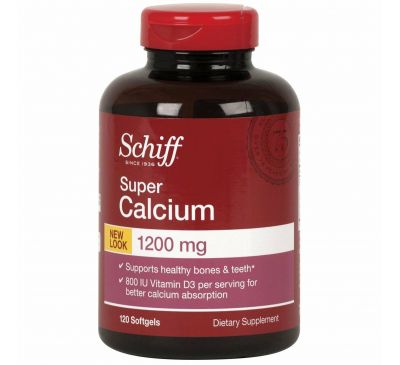 Schiff, Супер кальций, 1200 мг, 120 мягких желатиновых капсул