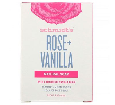 Schmidt's Naturals, Natural Soap, Rose + Vanilla, 5 oz (142 g)