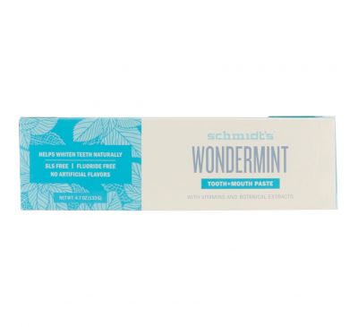 Schmidt's Naturals, Tooth + Mouth Paste, Wondermint , 4.7 oz (133 g)