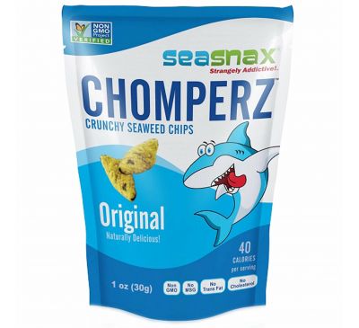 SeaSnax, Chomperz, хрустящие чипсы из морских водорослей, оригинальный вкус, 1 унция (30 г)