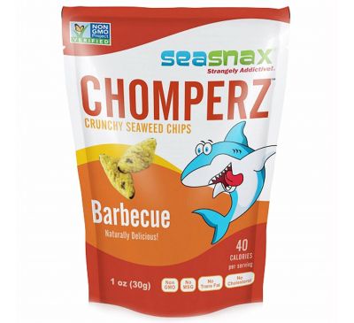 SeaSnax, Chomperz, хрустящие чипсы из морских водорослей, со вкусом барбекю, 1 унция (30 г)