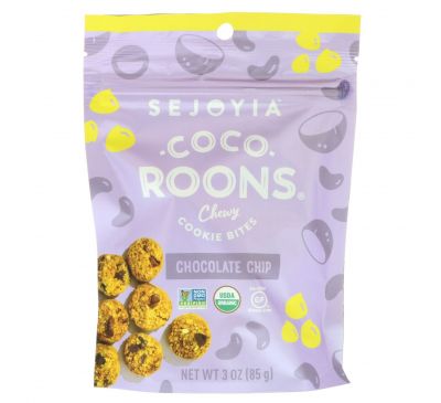 Sejoyia, Coco-Roons, Мягкие кусочки печенья, Шоколадная крошка, 3 унц. (85 г)