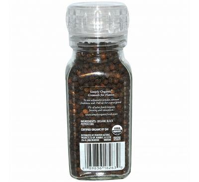 Simply Organic, Ручная мельница, чёрный перец-горошек, 2.65 унции (75 г)