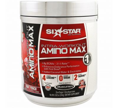 Six Star, Intra-Workout Amino Max, фруктовый пунш, 8,62 унции (244 г)