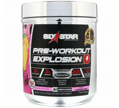 Six Star, Pre-Workout Explosion, розовый лимонад, 210 г