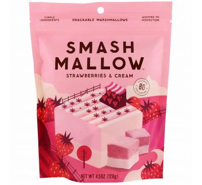 SmashMallow, Клубника со сливками, 4,5 унции (128 г)