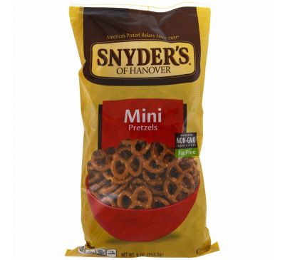 Snyder's, Мини претцели, без содержания жира, 255,2 г (9 oz)