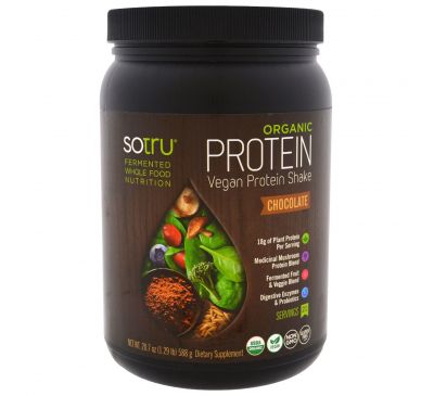 SoTru, Органический протеиновый коктейль, вкус шоколада, 588 г (20,7 унции)