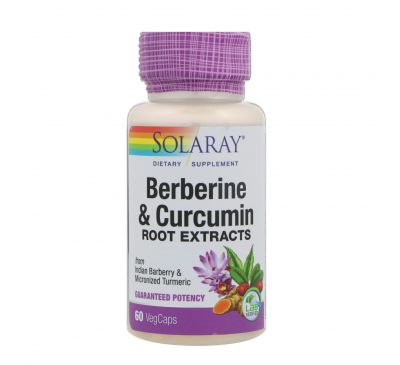 Solaray, Berberine & Curcumin, Root Extracts, 600mg, 60 VegCaps