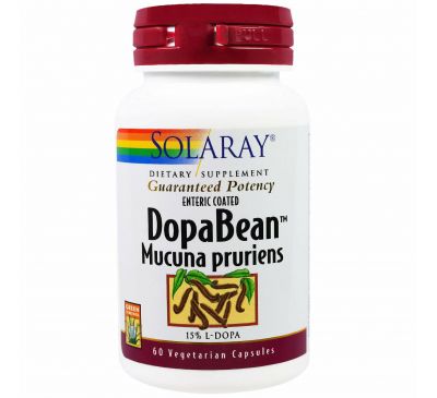 Solaray, DopaBean, мукуна жгучая, 60 вегетарианских капсул