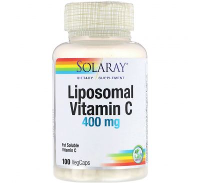 Solaray, Липосомный витамин С, 400 мг, 100 вегетарианских капсул