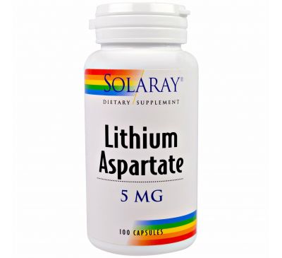 Solaray, Лития аспартат, 5 мг, 100 капсул