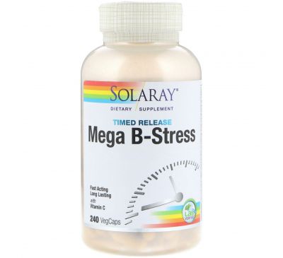 Solaray, Мега Б-Стресс, 240 вегетарианских капсул