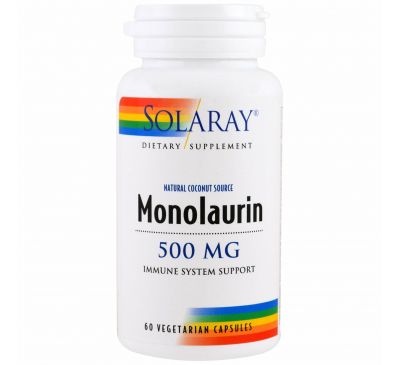 Solaray, Монолаурин, 500 мг, 60 вегетарианских капсул