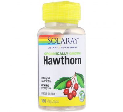 Solaray, Organically Grown Hawthorn, 425 mg, 100 VegCaps
