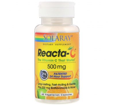 Solaray, Reacta-C, 500 мг, 60 вегетарианских капсул