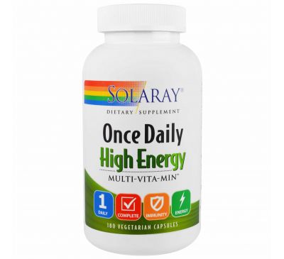 Solaray, Solaray, Энергия на целый день, Мультивитамины, 180 вегетарианских капсул