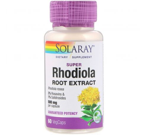 Solaray, Super Rhodiola Root Extract, 500 mg, 60 VegCaps