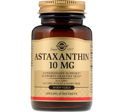 Solgar, Астаксантин, 10 мг, 30 мягких гелевых капсул