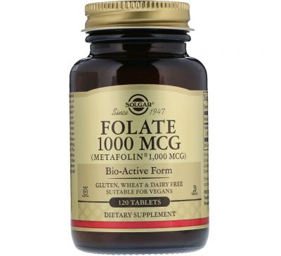 Solgar, Folate as Metafolin, 1,000 mcg, 120 Tablets
