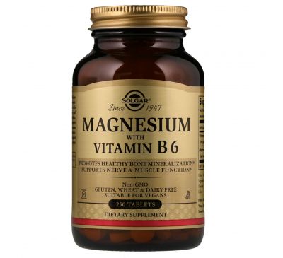 Solgar, Магний, с витамином В6, 250 таблеток