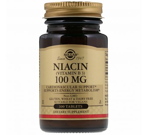 Solgar, Niacin, 100mg, 100 Tablets