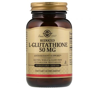 Solgar, Редуцированный L-глутатион, 50 мг, 90 вегетарианских капсул