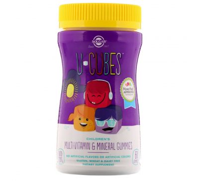 Solgar, U-Cubes, жевательные мультивитамины и минералы для детей, 60 жевательных конфет