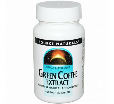 Source Naturals, Экстракт зелёного кофе, 500 мг, 30 таблеток