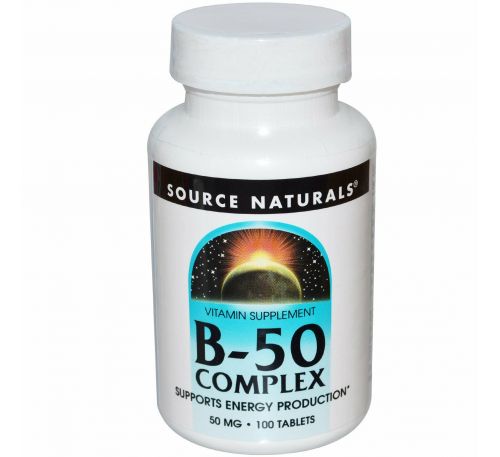 Source Naturals, Комплекс B-50, 50 мг, 100 таблеток