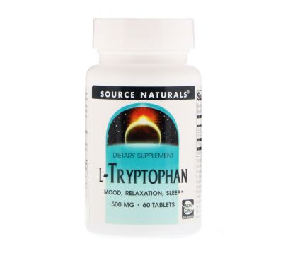 Source Naturals, L- триптофан, Коэнзим B6, 500 мг, 60 таблеток