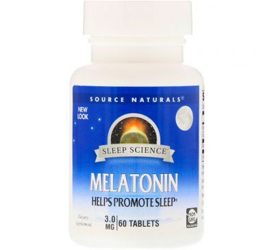 Source Naturals, Мелатонин, 3 мг, 60 таблеток