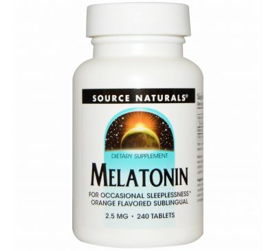 Source Naturals, Мелатонин, леденцы с апельсиновым вкусом, 2,5 мг, 240 леденцов