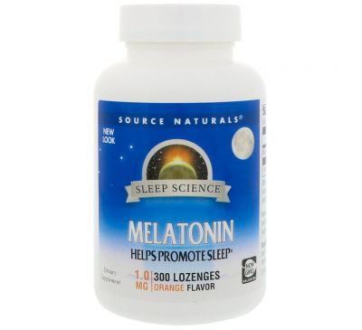 Source Naturals, Мелатонин, леденцы со вкусом апельсина, 1 мг, 300 леденцов