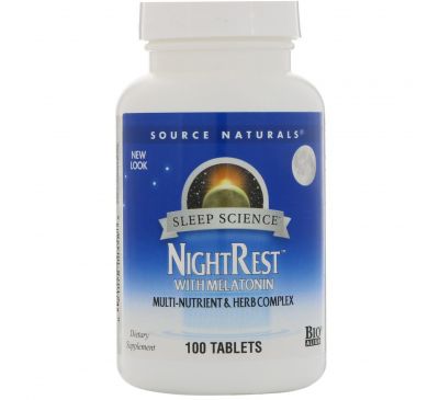 Source Naturals, NightRest с мелатонином, 100 таблеток