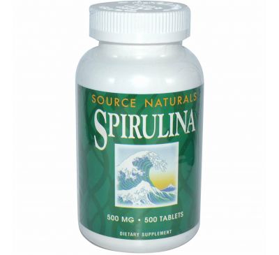Source Naturals, Спирулина, 500 мг, 500 таблеток