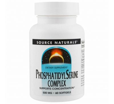 Source Naturals, Стабилизированный комплекс фосфатидилсерина, 500 мг, 60 капсул