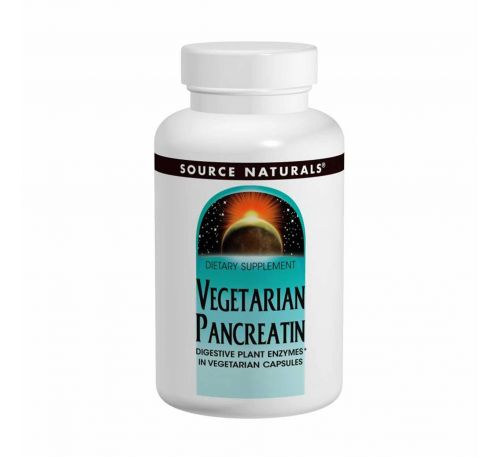 Source Naturals, Вегетарианский панкреатин, 475 мг, 120 капсул